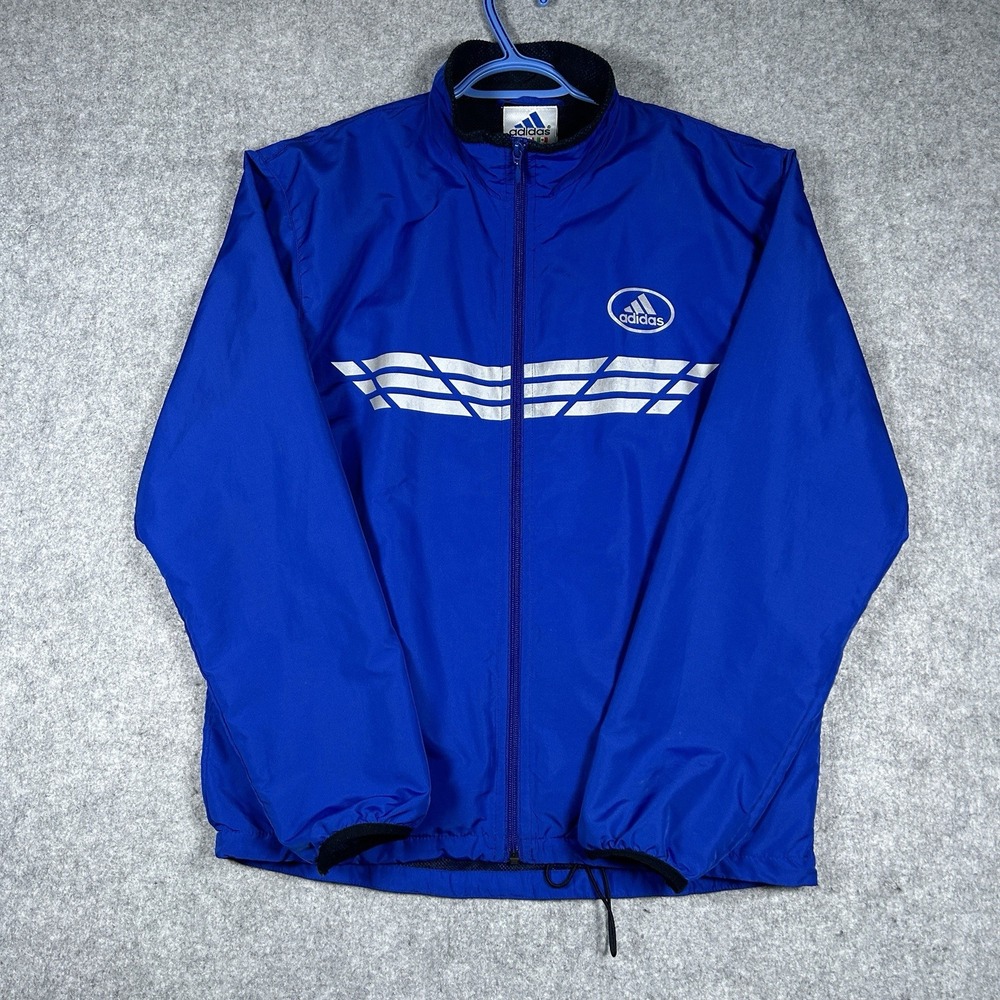 Vintage Adidas Jacket men's size Small Blue Windbreaker 1990s Streetwear